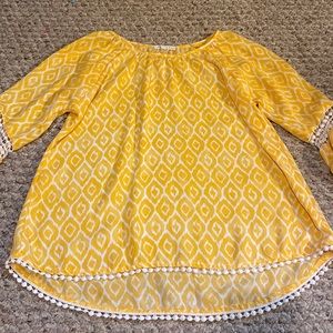 Yellow and white medium cut blouse